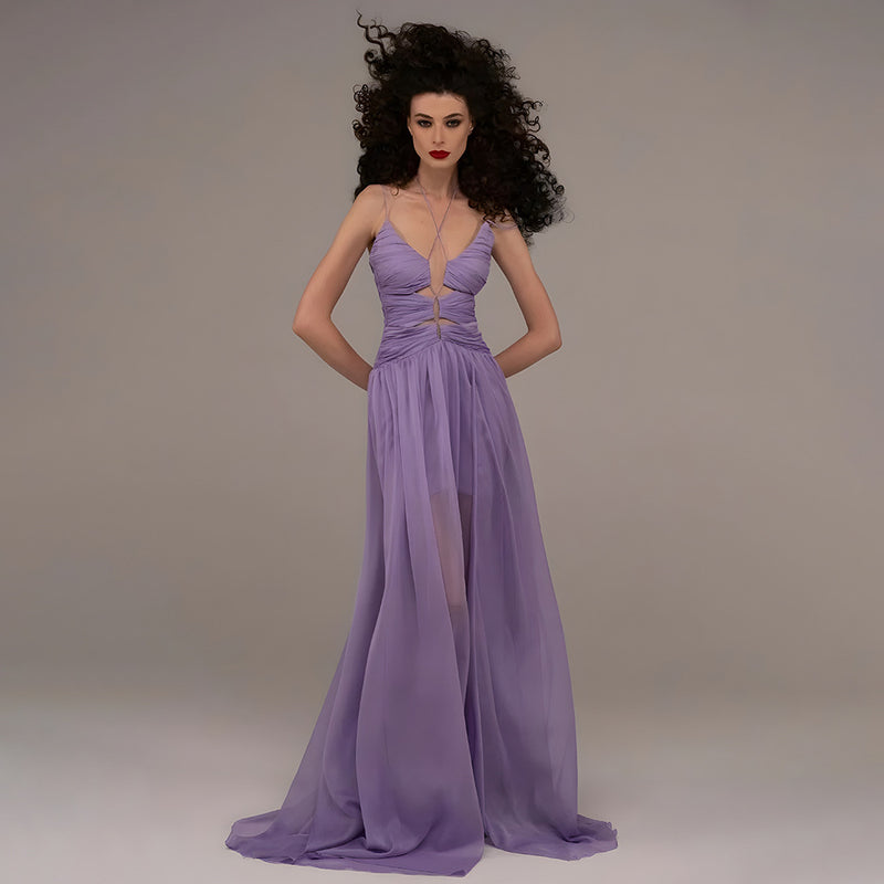 Chiffon Transparent Pleated Dress