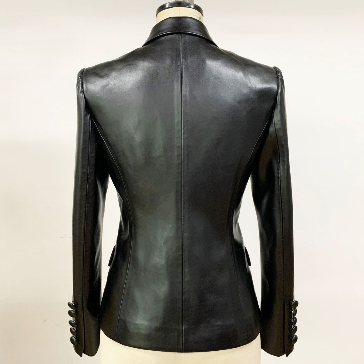 Black Vegan Leather Topcoat Blazer