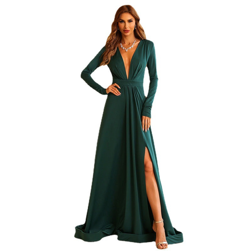 Lengthened High Split Evening Gown