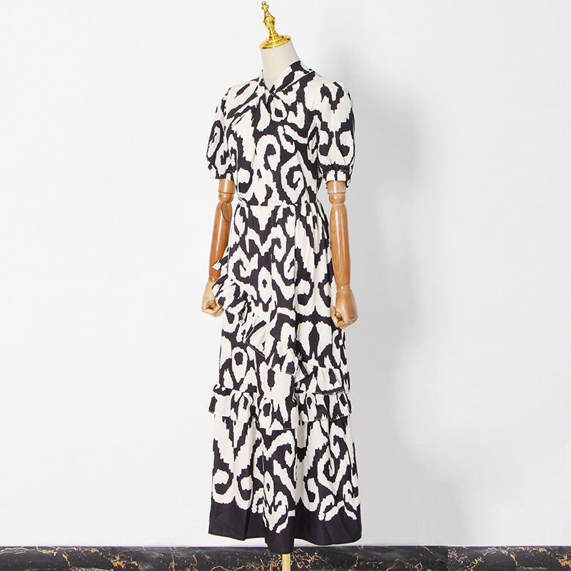 British Leopard Print Tiered Dress