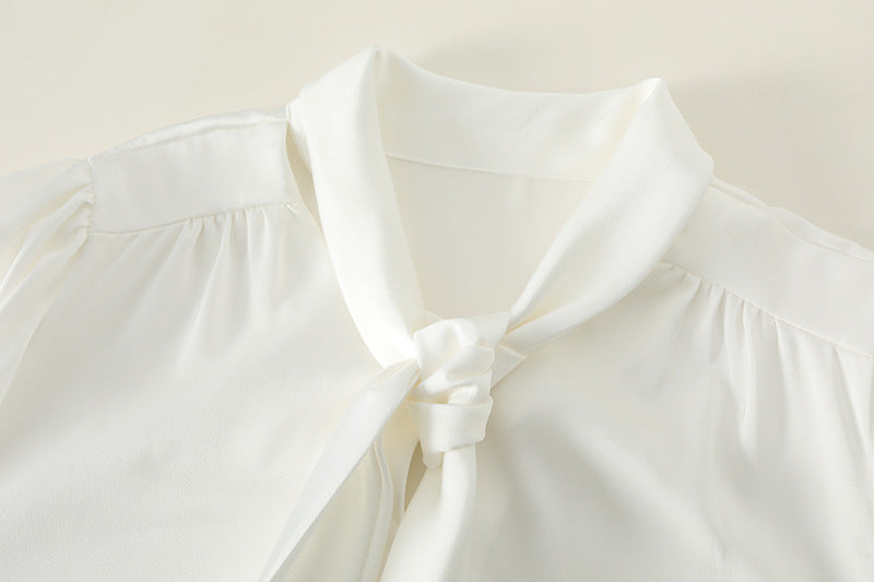 French Draping Ribbon Blouse