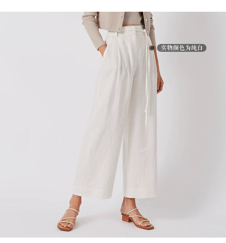 Linen Lace-Up Capri Pants