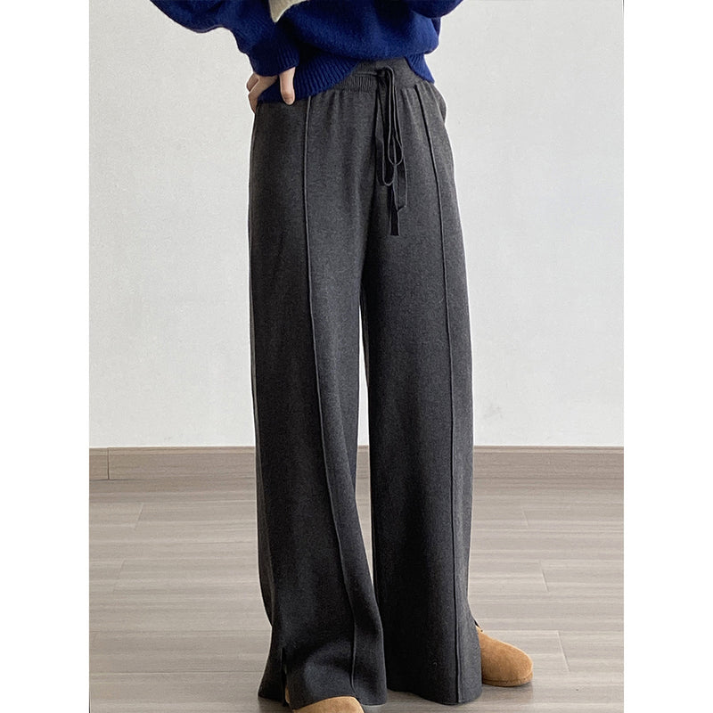 High-Waist Knitted Casual Pants