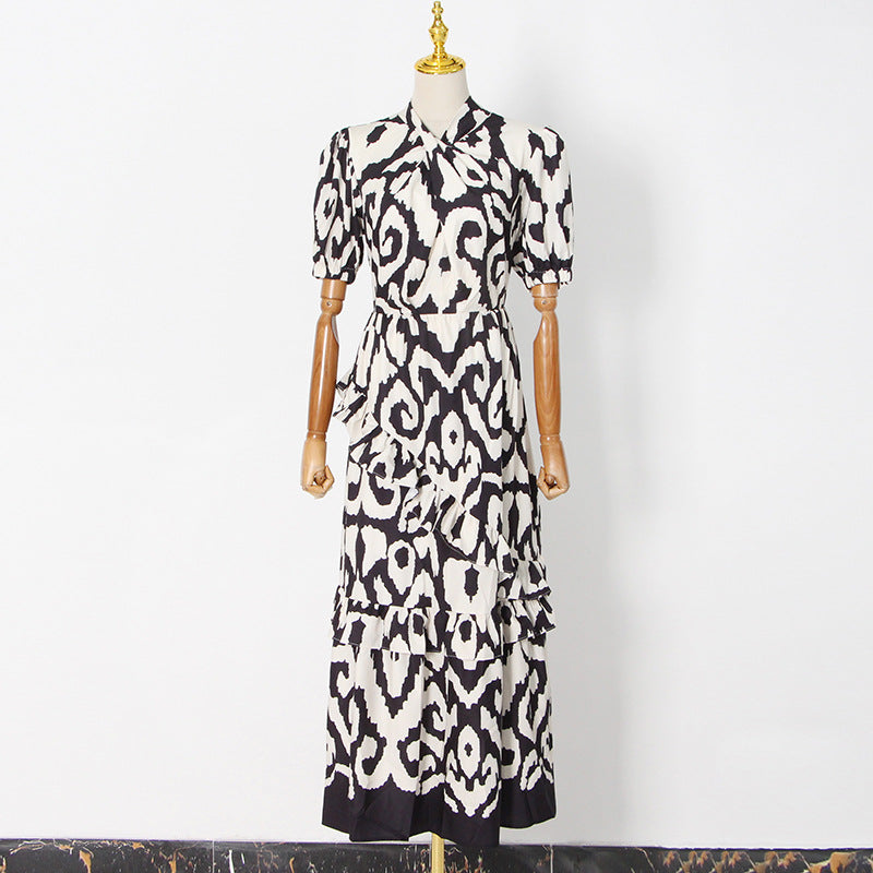 British Leopard Print Tiered Dress
