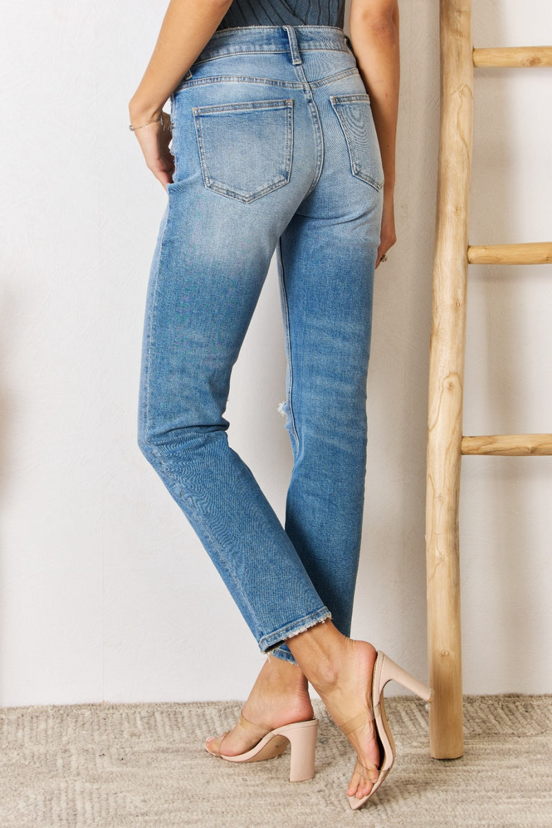 Distressed Slim Straight Jeans
