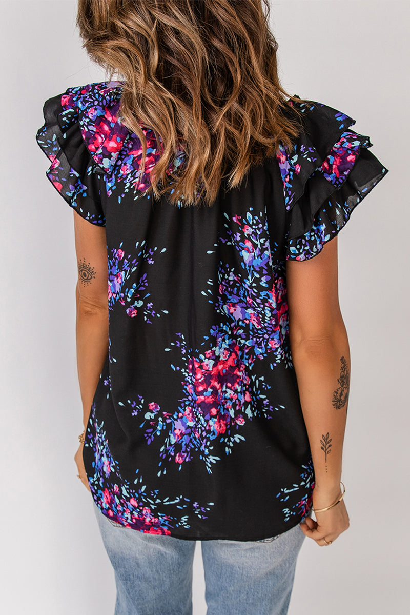 Floral Tie-Neck Blouse