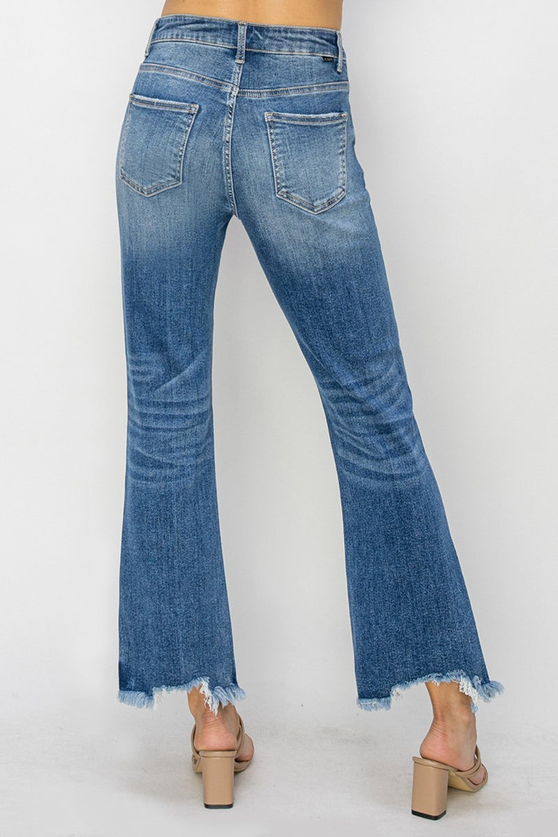 Flare High-Waist Raw Hem Jeans