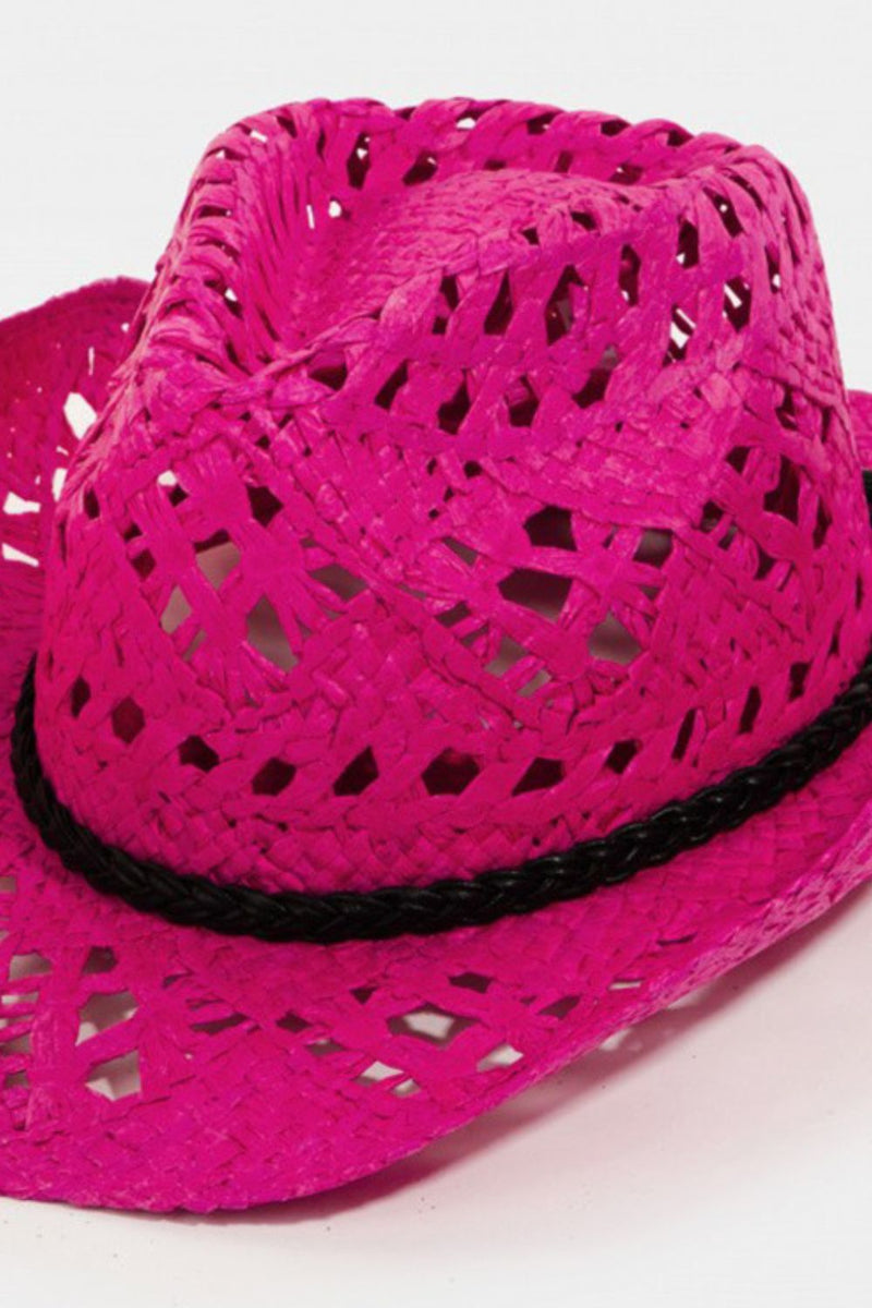 Fuscia Cutout Wide Brim Hat